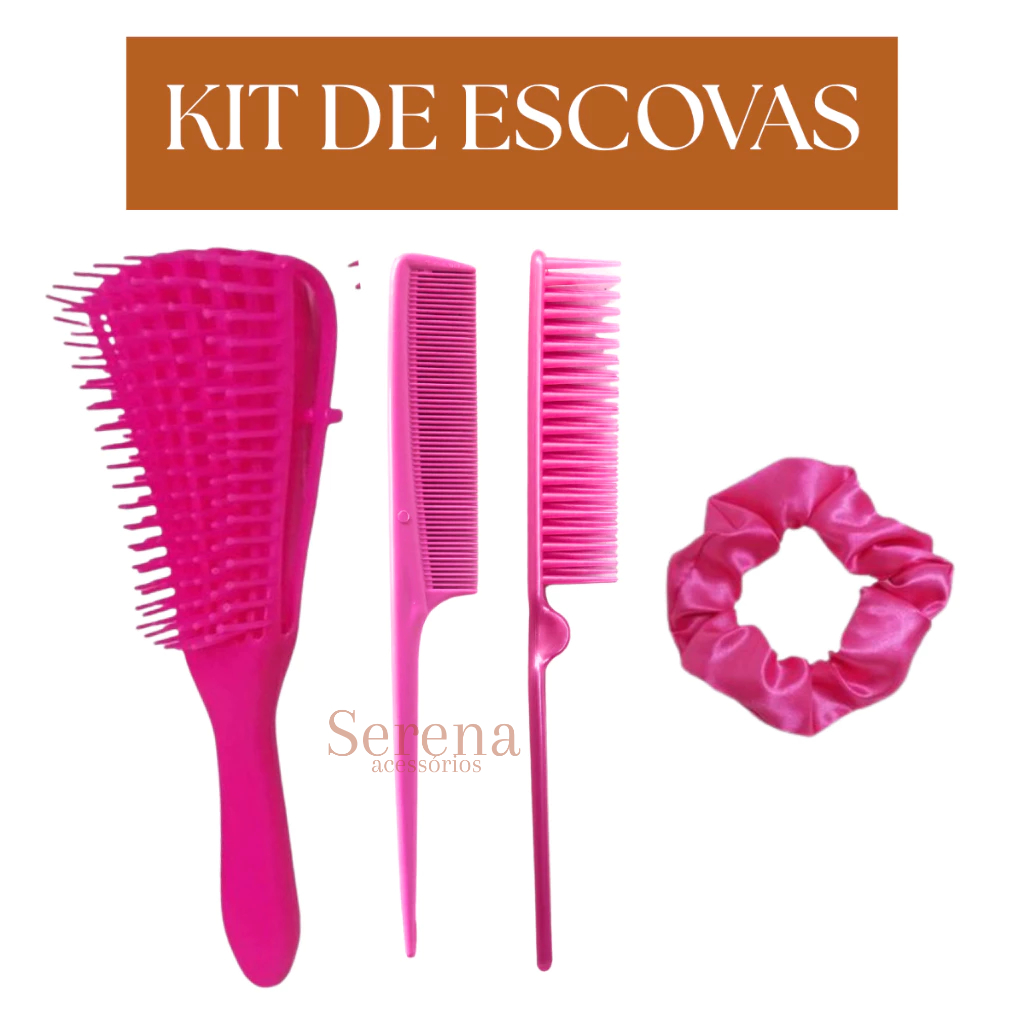 Kit De Escovas Polvo 3 Fileiras Cabo Fino Xuxinha De Cetim Cabelos Cacehados Lisos Pente Beleza em Oferta na Shopee