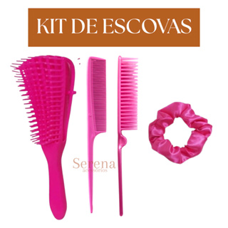 Kit De Escovas Polvo 3 Fileiras Cabo Fino Xuxinha De Cetim Cabelos Cacehados Lisos Pente Beleza em Oferta na Shopee
