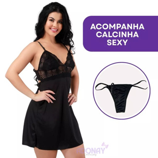 Camisola Com Calcinha Sexy Feminina Curta Sensual Com Renda Sem Bojo Costas Nua Sexy em Oferta na Shopee