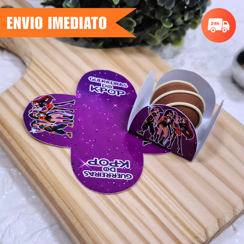 Forminha de Doces GUERREIRAS DO KPOP ROXO Personalizada| Festa de Aniversário- Brigadeiro e Beijinho