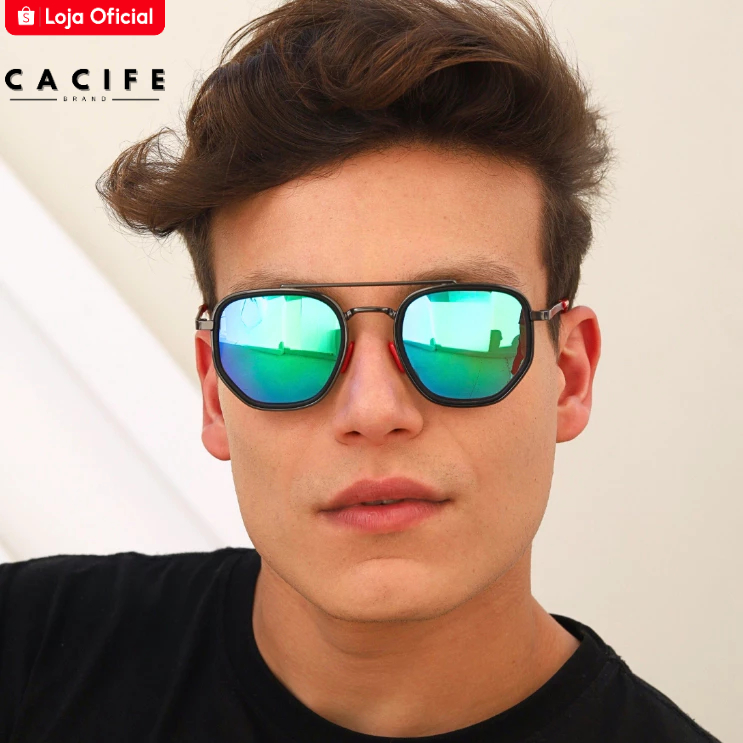 Óculos de Sol Chicago Azul Espelhado Premium Steampunk Piloto Oldstyle uv400 Feminino Masculino