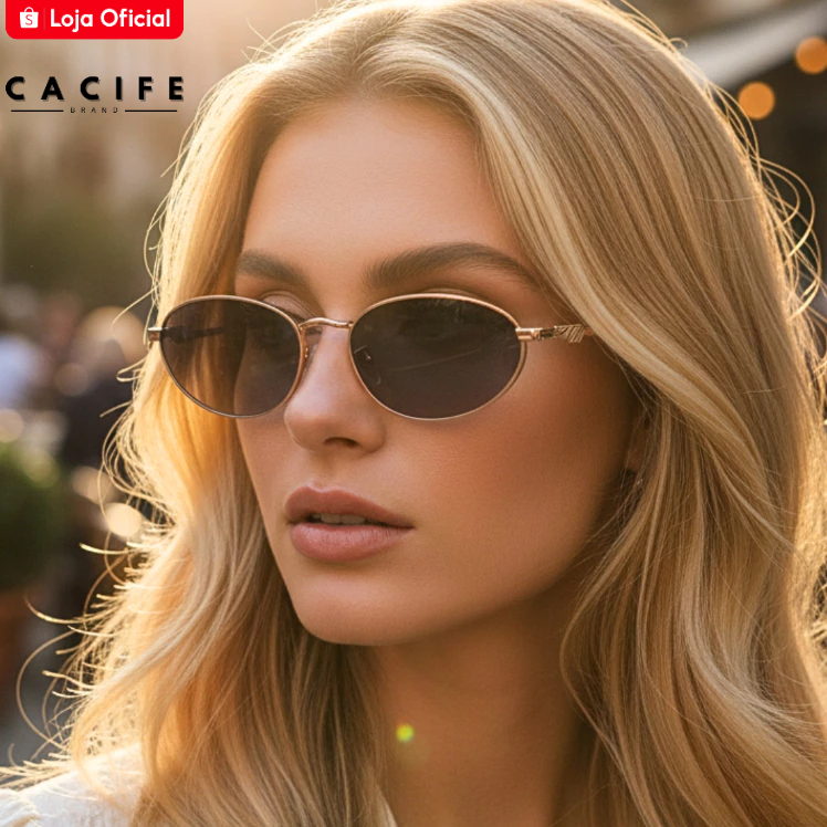 Óculos de Sol Oval Premium Blogueira Tendencia Classico Elegante Vintage uv400 Feminino