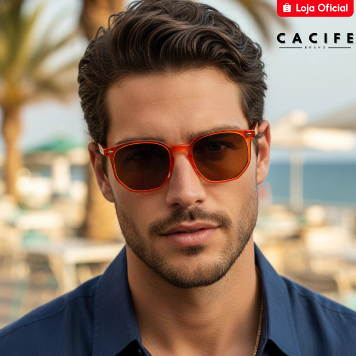 Óculos de Sol Hexagonal Laranja Premium Moderno Classico Tendencia Verão uv400 Masculino Feminino em Oferta na Shopee