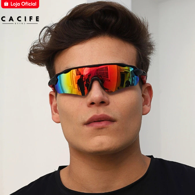 Oculos de Sol Polarizado Esportivo Vermelho Espelhado Premium Baixa Ciclismo Pace Corrida uv400