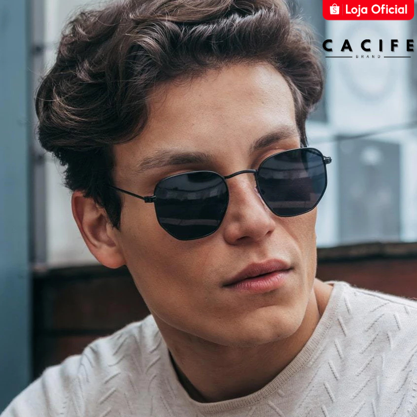 Óculos de Sol Hexagonal Preto Premium Metal Fino Classico Vintage uv400 Masculino Feminino em Oferta na Shopee