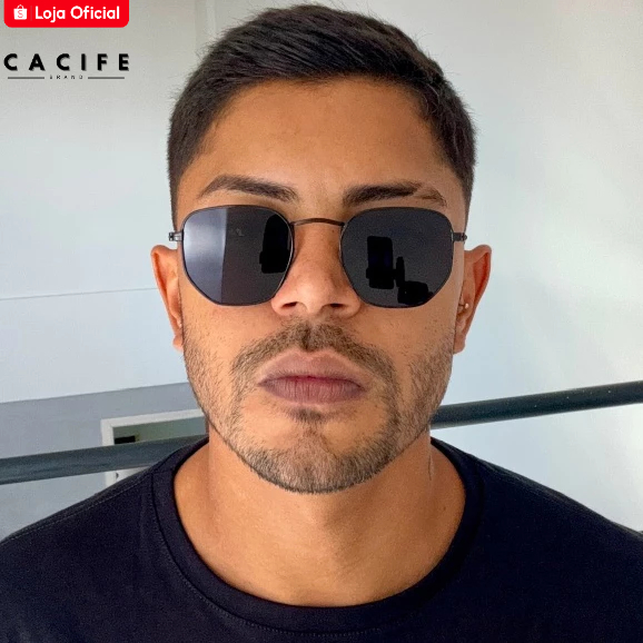 Óculos de Sol Hexagonal Premium Metal All Black Classico Old Money Retro uv400 Masculino Feminino em Oferta na Shopee