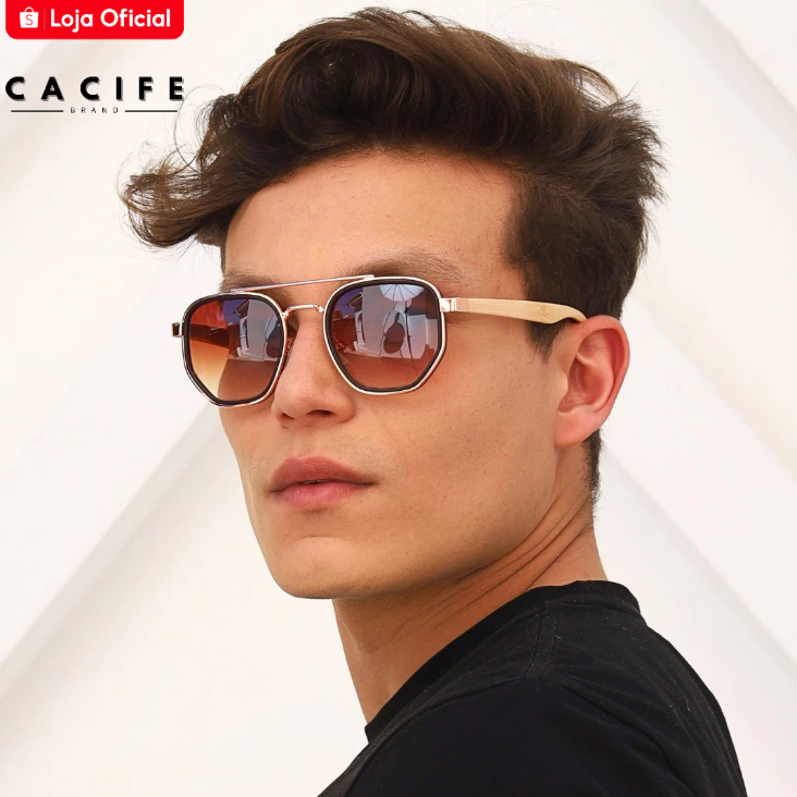 Oculos de Sol Hexagonal Aviador Premium Bambu Moda Praia Verao Tendencia uv400 Masculino Feminino em Oferta na Shopee