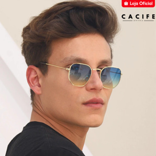 Oculos de Sol Hexagonal Classico Azul Degrade Colorido Premium Retro uv400 Masculino Feminino em Oferta na Shopee