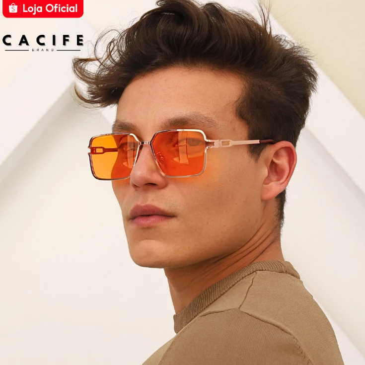 Oculos de Sol Quadrado Laranja Premium Exclusivo Original Tendencia Vintage uv40