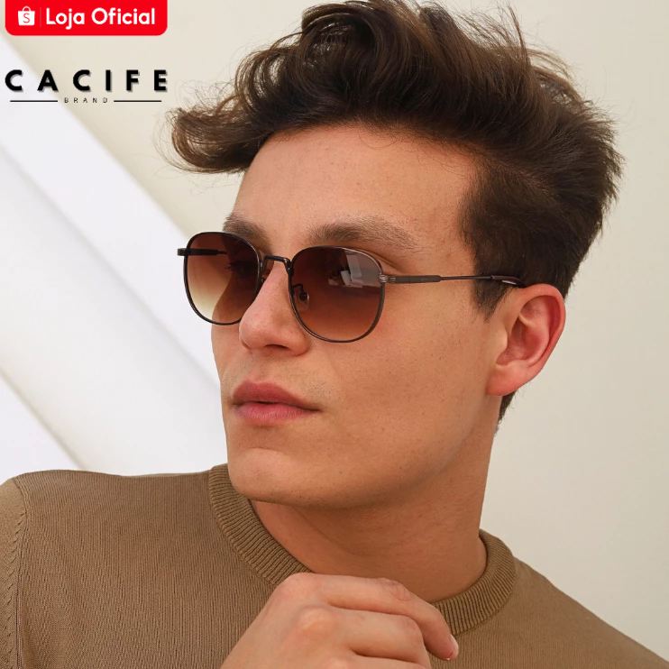 Oculos de Sol Redondo Marrom Café Premium Classico Original Tendencia uv400 Masculino Feminino