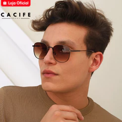 Oculos de Sol Redondo Marrom Café Premium Classico Original Tendencia uv400 Masculino Feminino