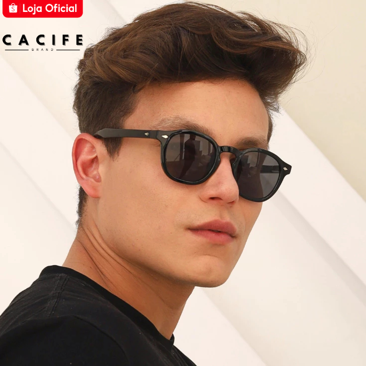 Óculos de Sol Redondo Preto Premium Classico Tendencia Vintage uv400 Masculino Feminino