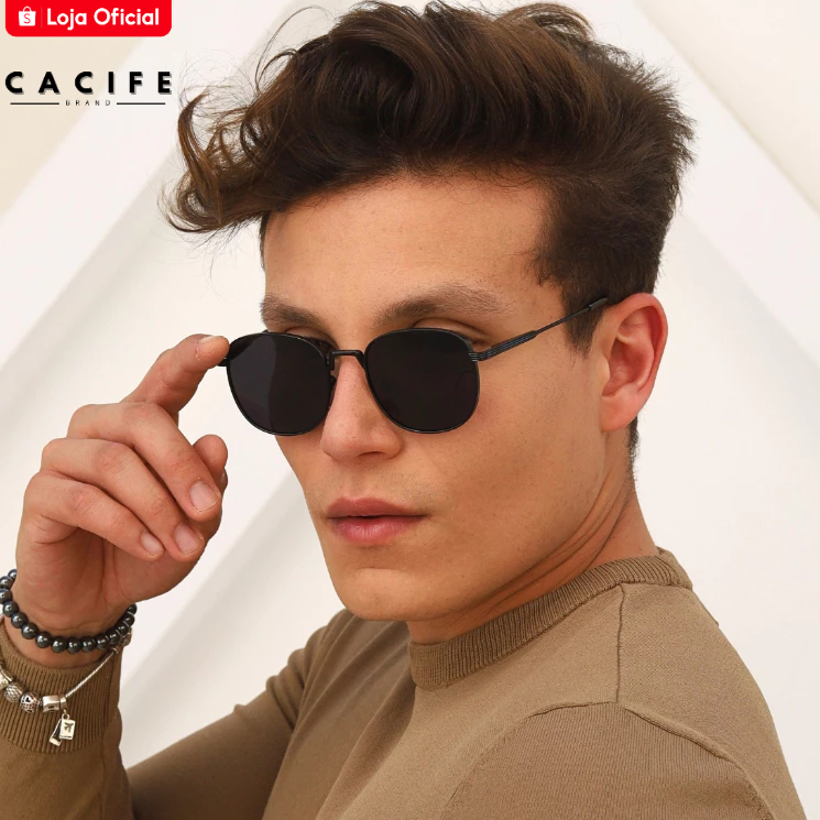 Oculos de Sol Redondo Preto Premium Classico Tendencia Elegante Vintage uv400 Masculino Feminino