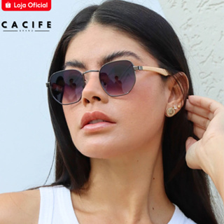 Oculos de Sol Hexagonal Premium Blogueira Classico Tendencia Grafite Degrade Madeira uv400 Feminino em Oferta na Shopee