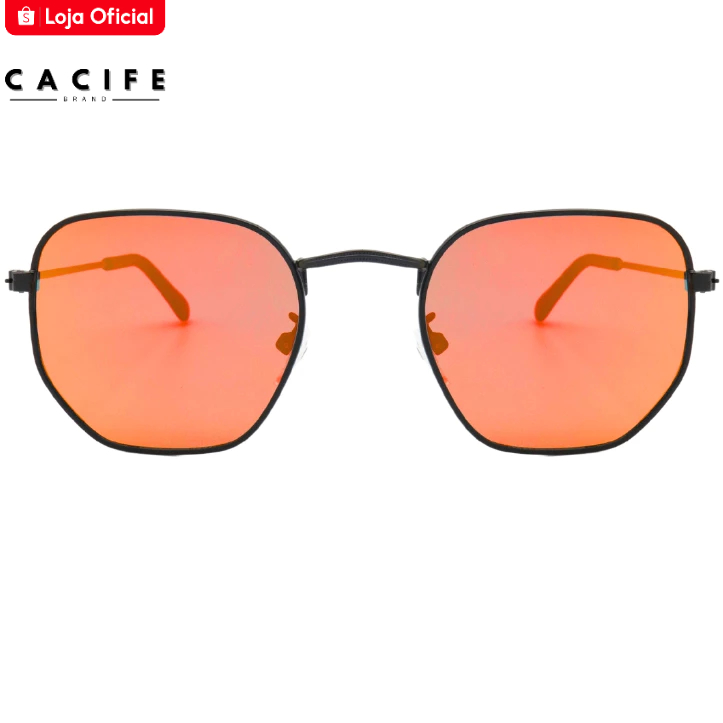 Detalhes do Óculos de Sol Hexagonal Original Preto e Vermelho Espelhado Classico Retro uv400 Masculino Feminino