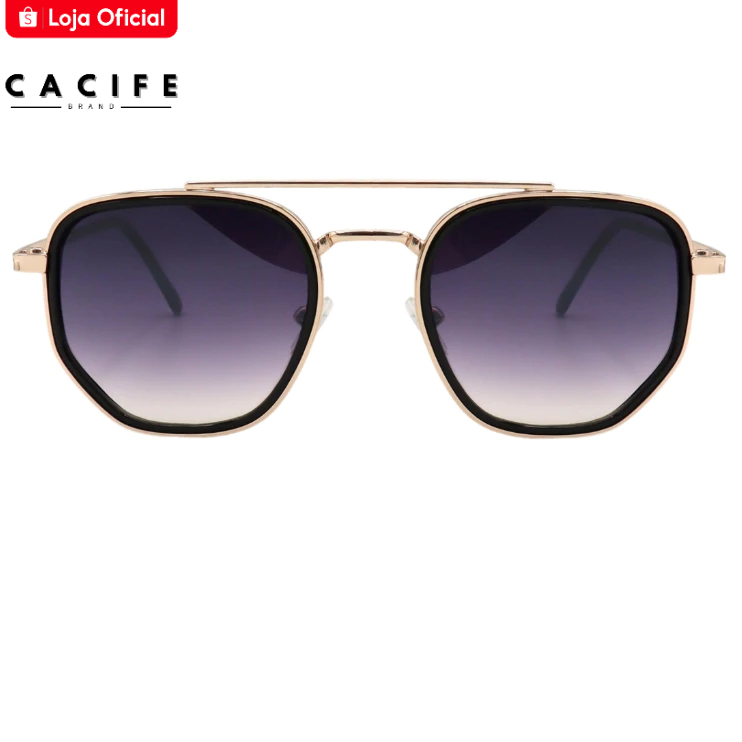 Óculos de Sol Rose Gold Degradê Hexagonal Aviador Premium Classico uv400 Masculino Feminino