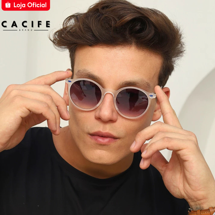 Óculos de Sol Bali Branco Degradê Redondo Premium Steampunk Oldstyle uv400 Masculino Feminino em Oferta na Shopee