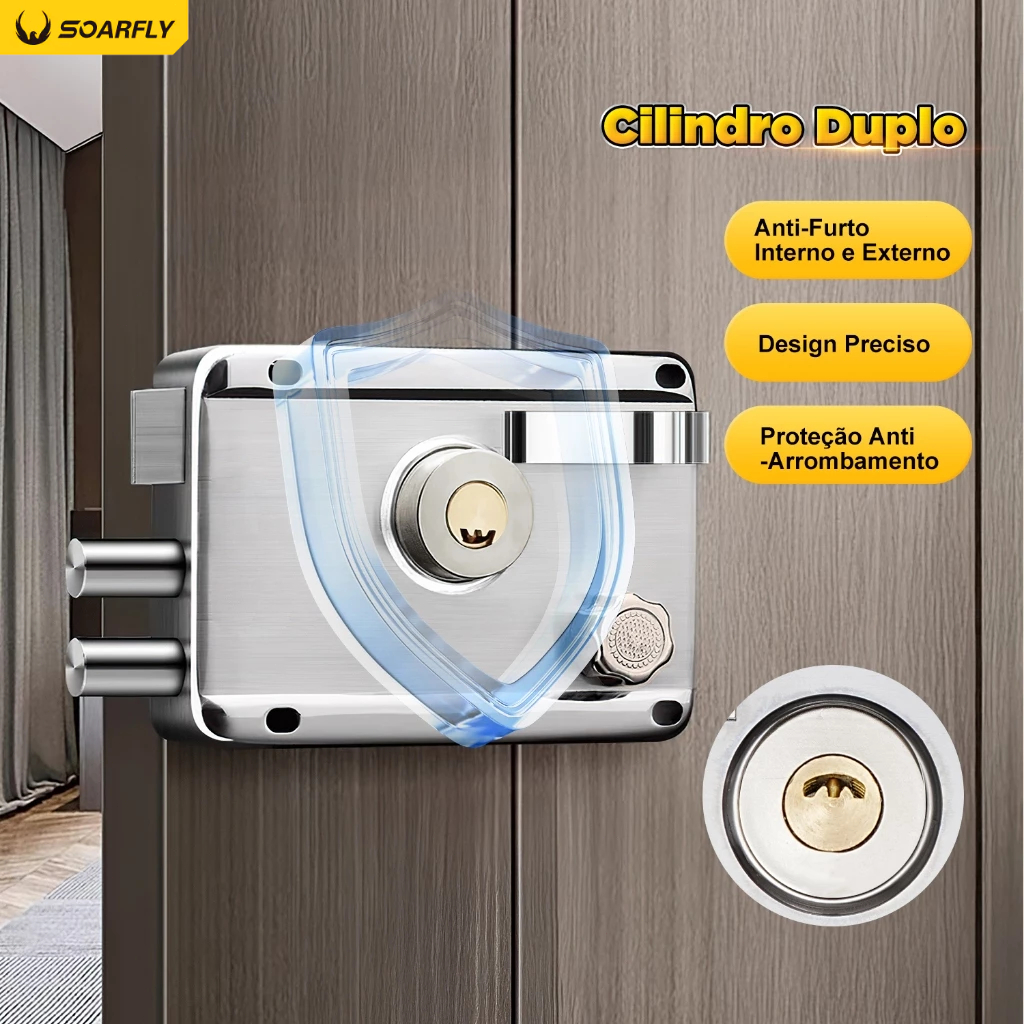 Fechadura Portão Social Sobrepor 5 Chaves Trinco Externa Cromada Anti Furto em Oferta na Shopee