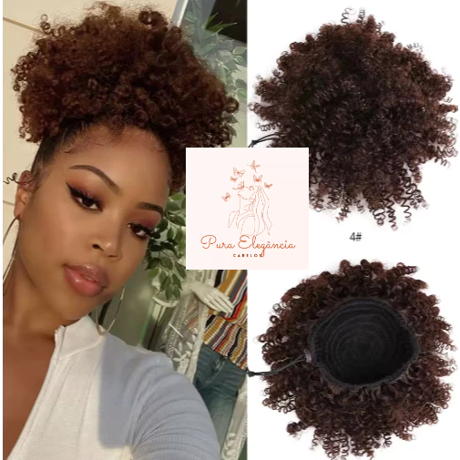 Coque De Cabelo Afro Puf Organico 100% - Afro Puff Cacheado Excelente Qualidade