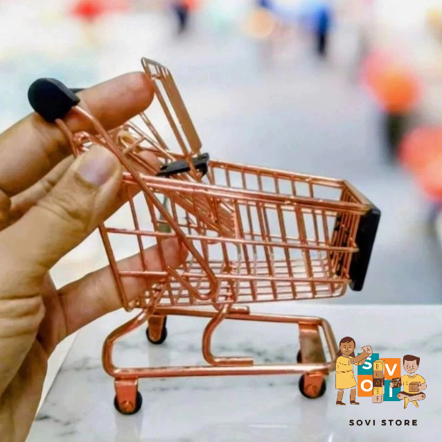 Mini Carrinho Carro de Compras de Supermercado Brinquedo ou Peça Decorativa . Réplica aramado. Cor bronze