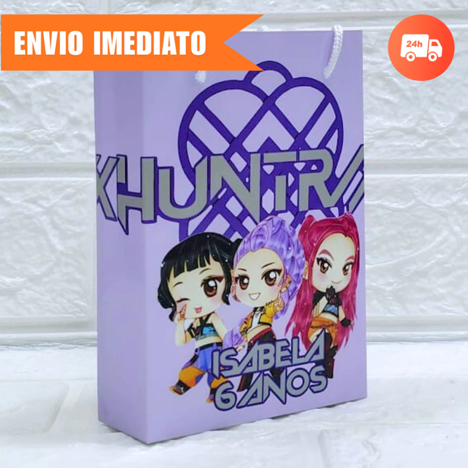 Sacolinha Surpresa HUNTRIX GUERREIRAS DO KPOP Personalizada Lembrancinha Presentes PEGUE E MONTE