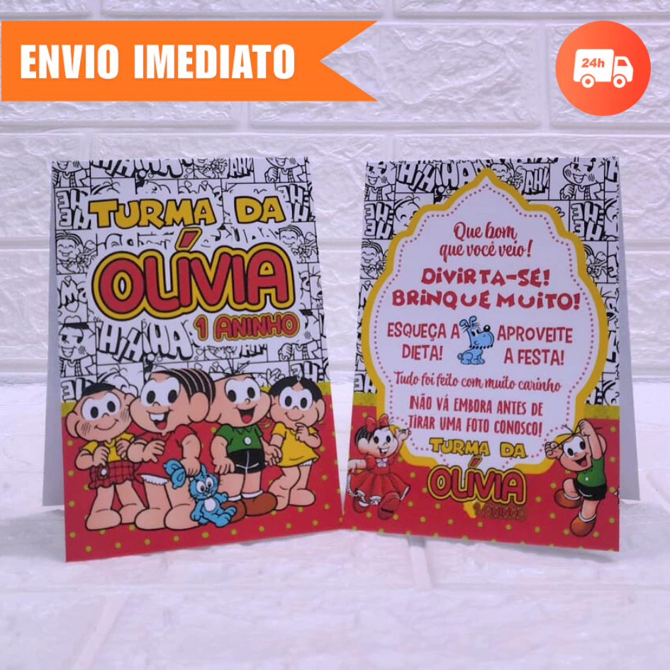 Plaquinha Agradecimento TURMA DA MÔNICA 2.0 Personalizada, Kit Aniversário Festa Infantil|JÁ MONTADA