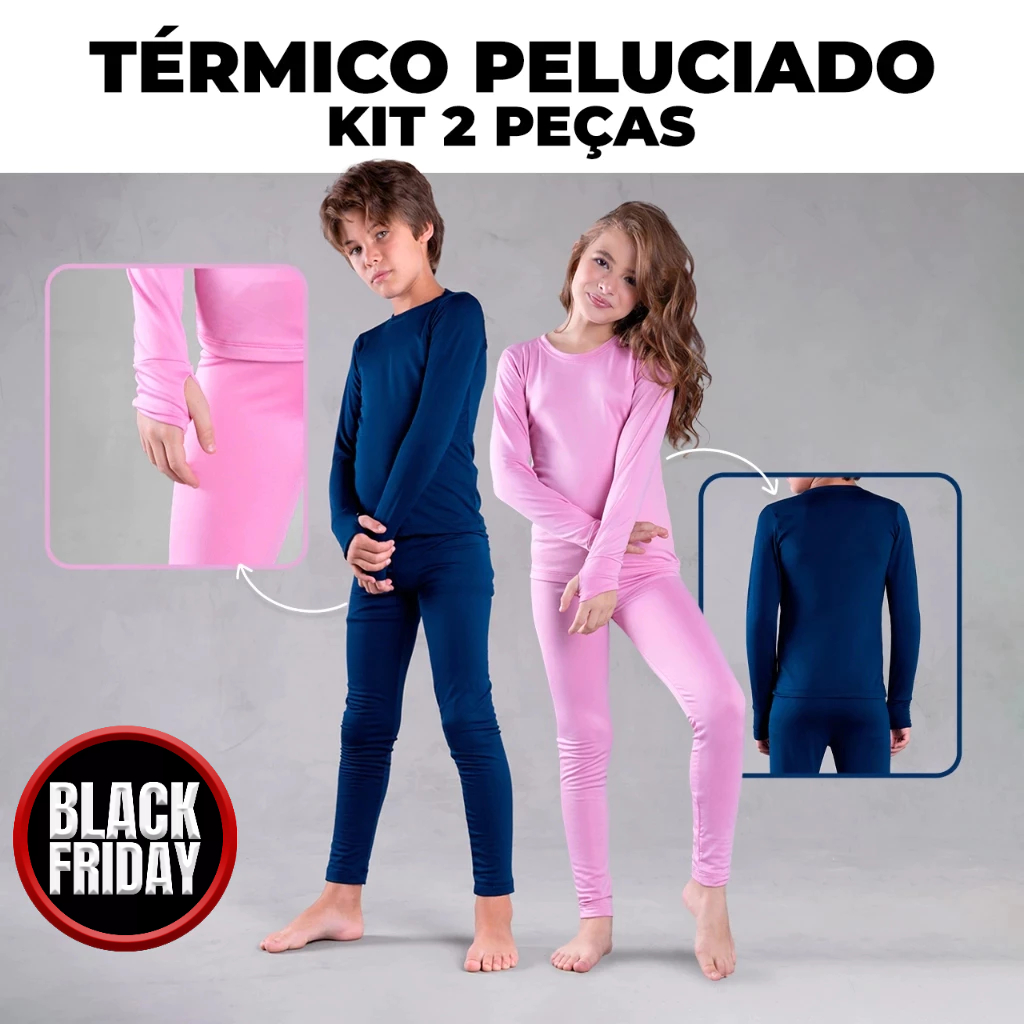 Kit 2 Conjunto Térmico infantil juvenil unissex para frio calça + blusa flanelada peluciada