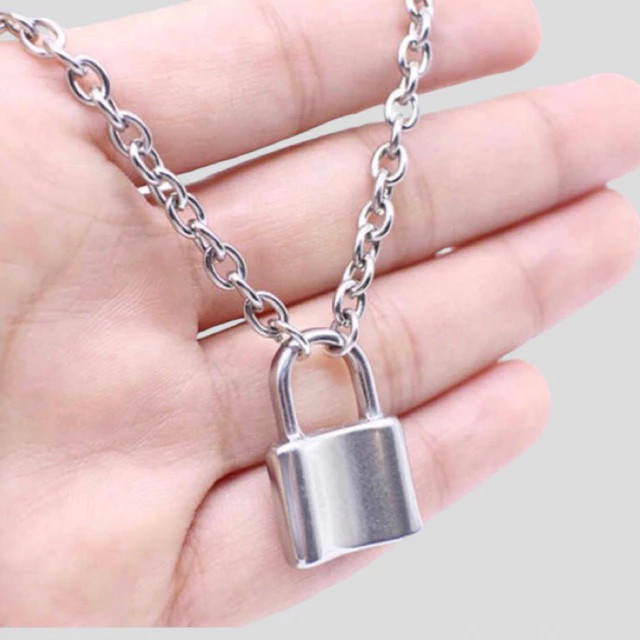 Pingente Cadeado Prateado em Aço Inoxidável Antialérgico, alta Qualidade em Oferta na Shopee