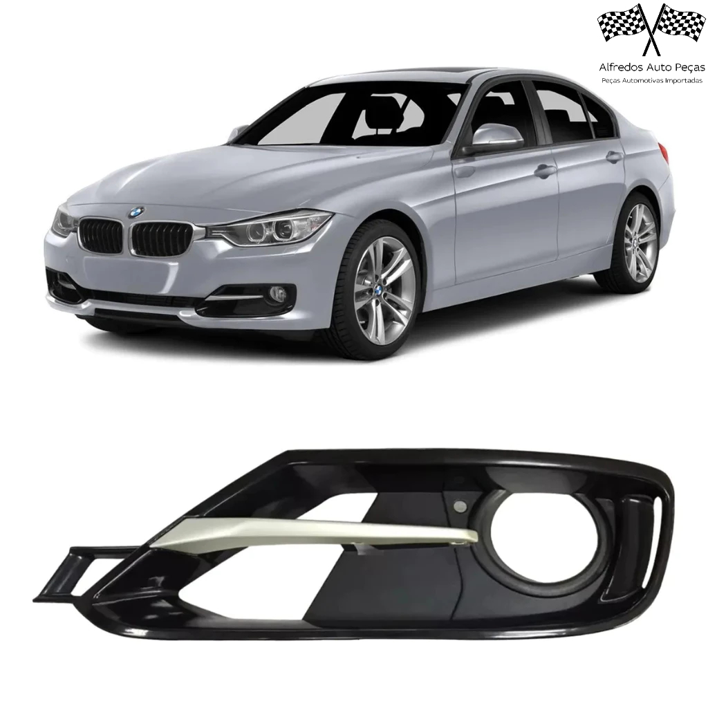 Grade Tela Farol de Milha Com Friso BMW 320i 325i 328i 335i 2013 2014 2015 Esquerdo Motorista