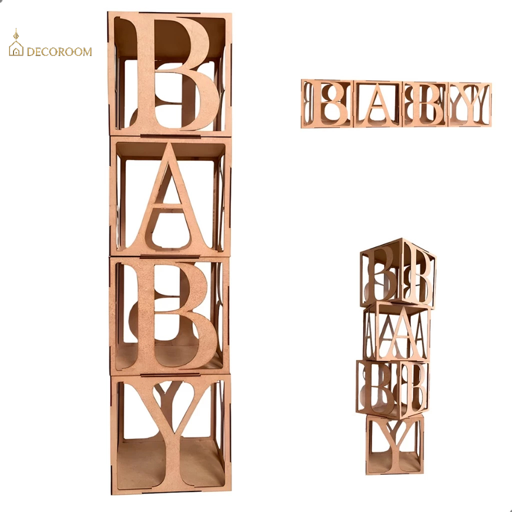 Kit 4 Cubos Vazado Baby MDF Letras “BABY” Decoração Festa Infantil, Chá Revelação, Ensaio Fotográfico em Oferta na Shopee