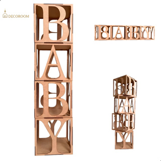 Kit 4 Cubos Vazado Baby MDF Letras “BABY” Decoração Festa Infantil, Chá Revelação, Ensaio Fotográfico em Oferta na Shopee