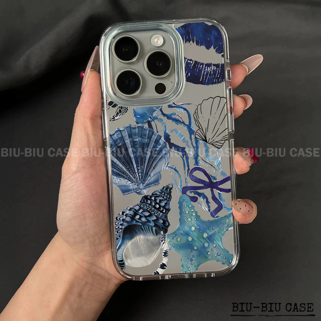 Capa Capinha Tpu Anti Impacto Transparente Para IPhone XR 11 12 13 14 15 16 17 Pro Concha do fundo do mar