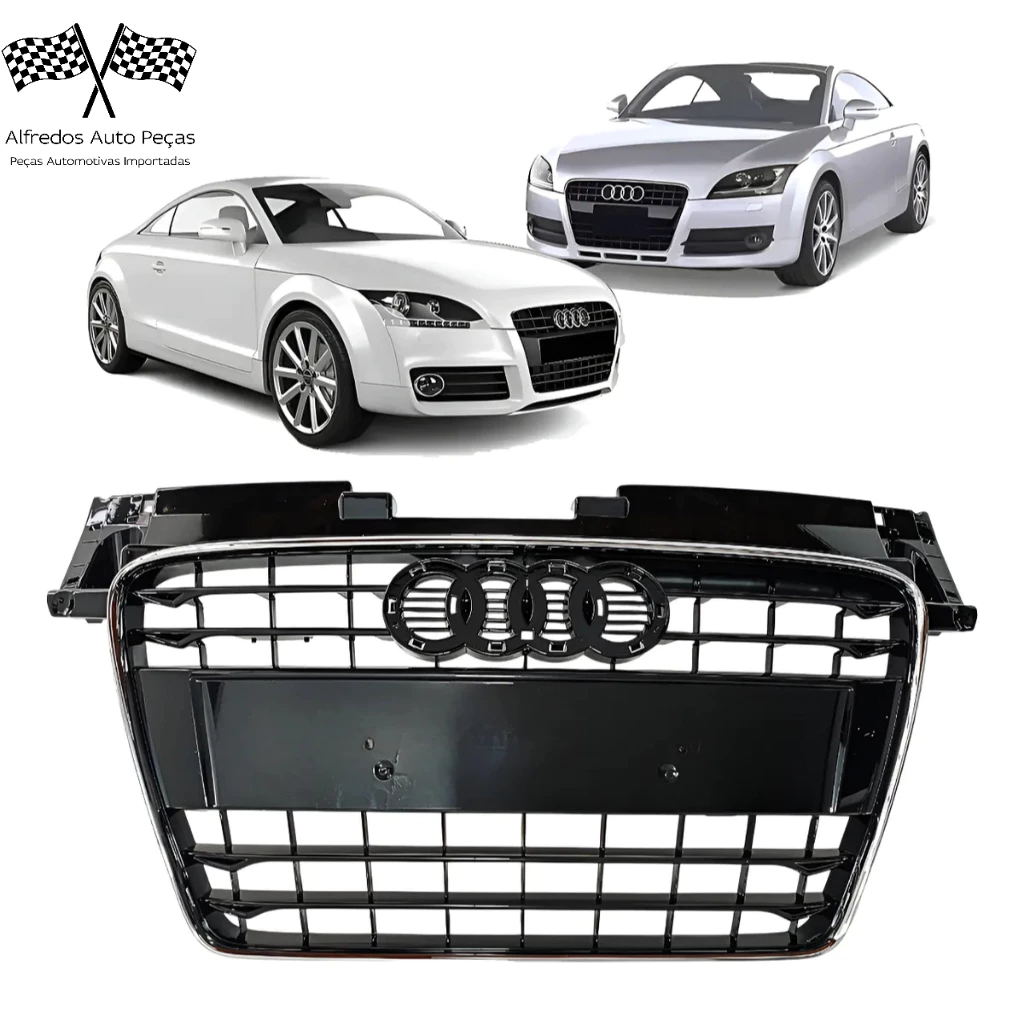 Grade Central Parachoque Dianteiro Audi Tt 2007 2008 2009 2010 2012 2013 2014 Preto Brilhante