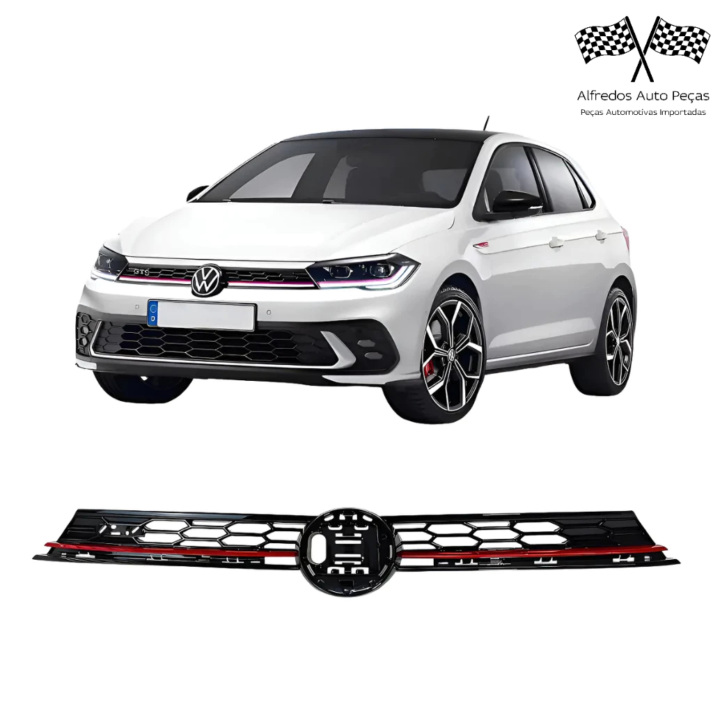 Grade Superior Parachoque Dianteiro Polo Gts 2023 2024 2025 Black Piano Friso Vermelho 2G0853651T