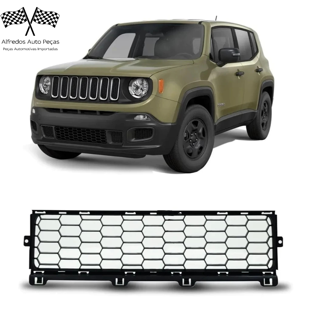 Grade Inferior Tela Moldura Parachoque Dianteiro Jeep Renegade 2015 2016 2017 2018 Preto 735598590