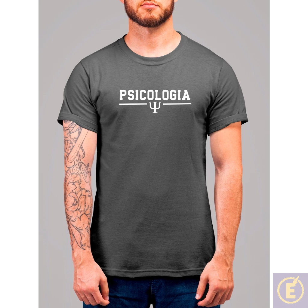 Camisa Masculina Estampada Profissão Faculdade de Psicologia com Brasão 100% Algodão