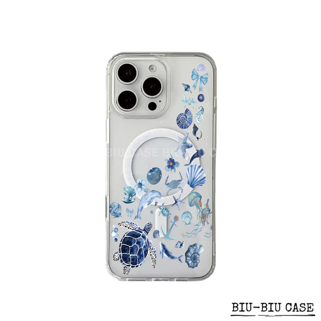 Capa Capinha Tpu Anti MagSafe Impacto Transparente Para IPhone XR 11 12 13 14 15 16 17 Pro Max Seres Marinhos em Oferta na Shopee