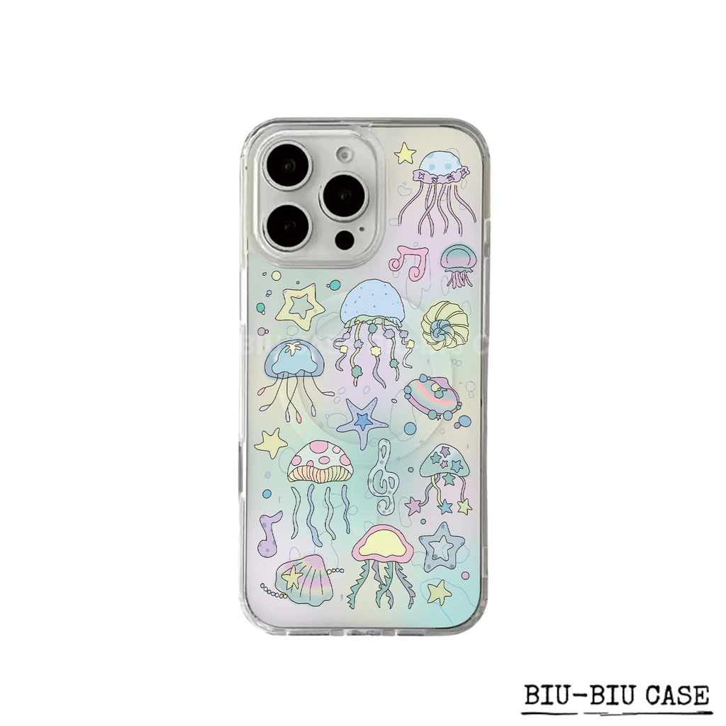Capa Capinha Tpu Anti MagSafe Impacto Transparente Para IPhone XR 11 12 13 14 15 16 17 Pro Max Medusa Degrade