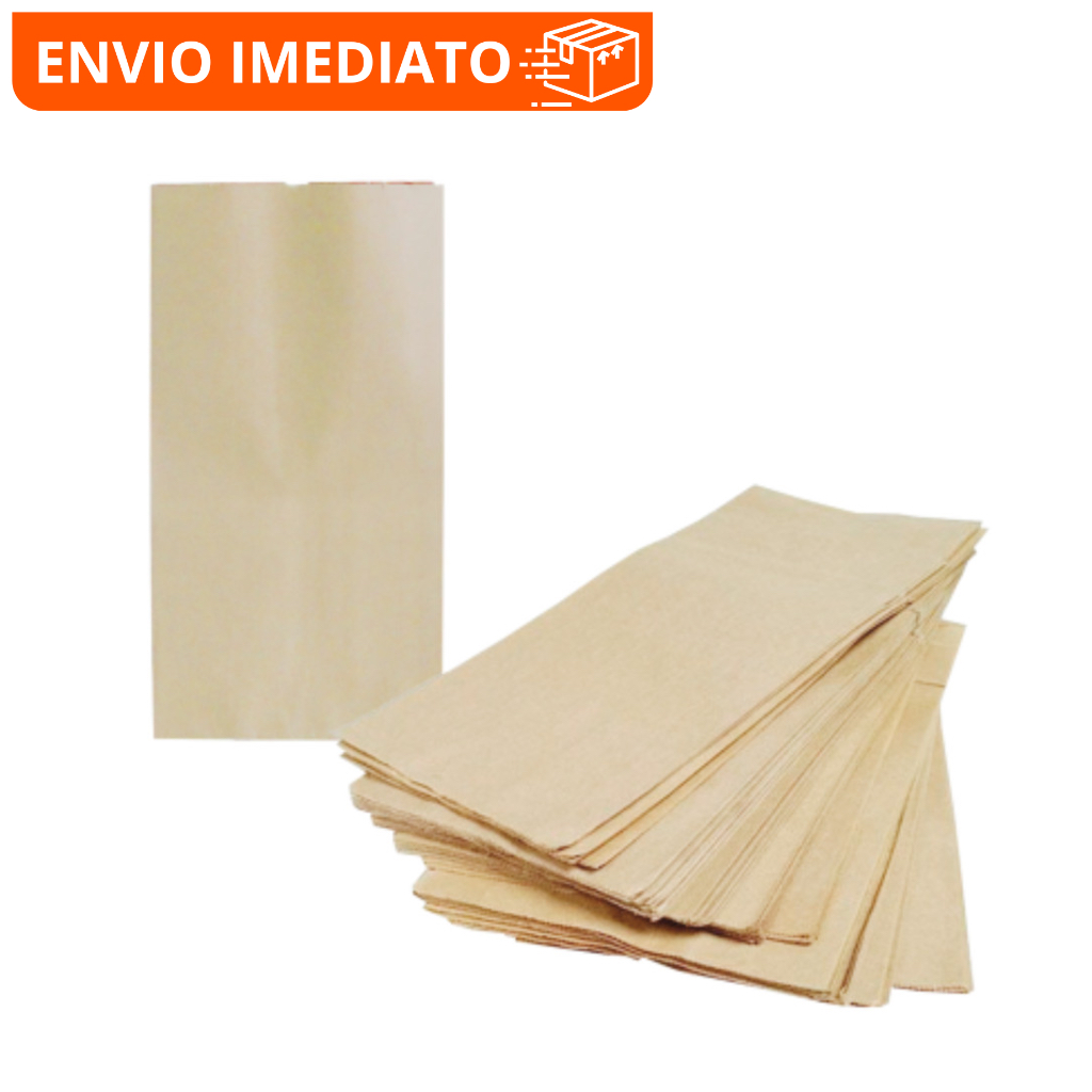 Saco de Papel SP 100 Unidades | Embalagem Reforçada para Lanches, Pães e Delivery em Oferta na Shopee