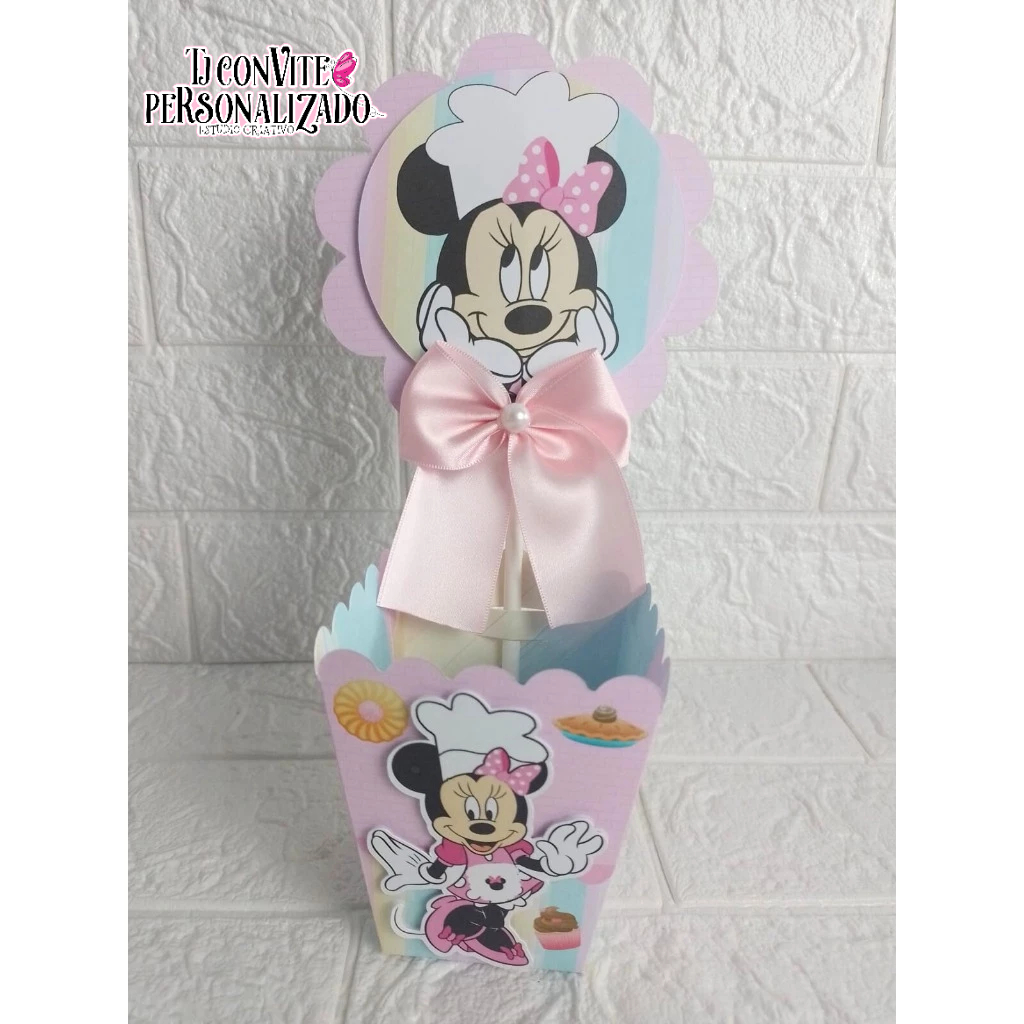 Centro de Mesa Cachepot minnie confeiteira Personalizados - Lembrancinhas - Festa Infantil - Aniversário