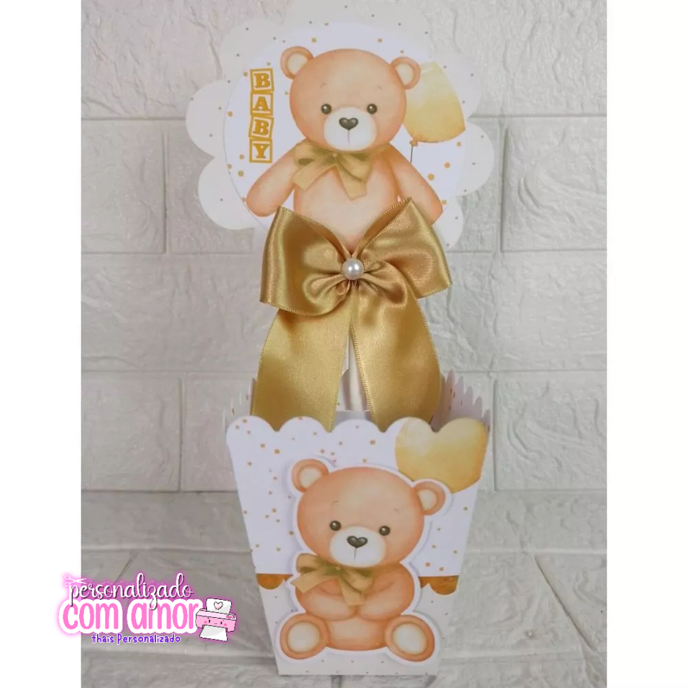 Centro de Mesa Cachepot CHÁ BEBÊ REVELAÇÃO URSINHO NEUTRO Personalizados - Lembrancinhas - Festa Infantil - Aniversário
