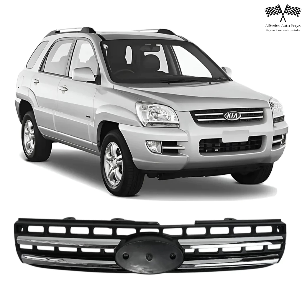 Grade Superior Central Friso Cromado Parachoque Dianteiro Sportage 2005 2006 2007 2008 863501F031