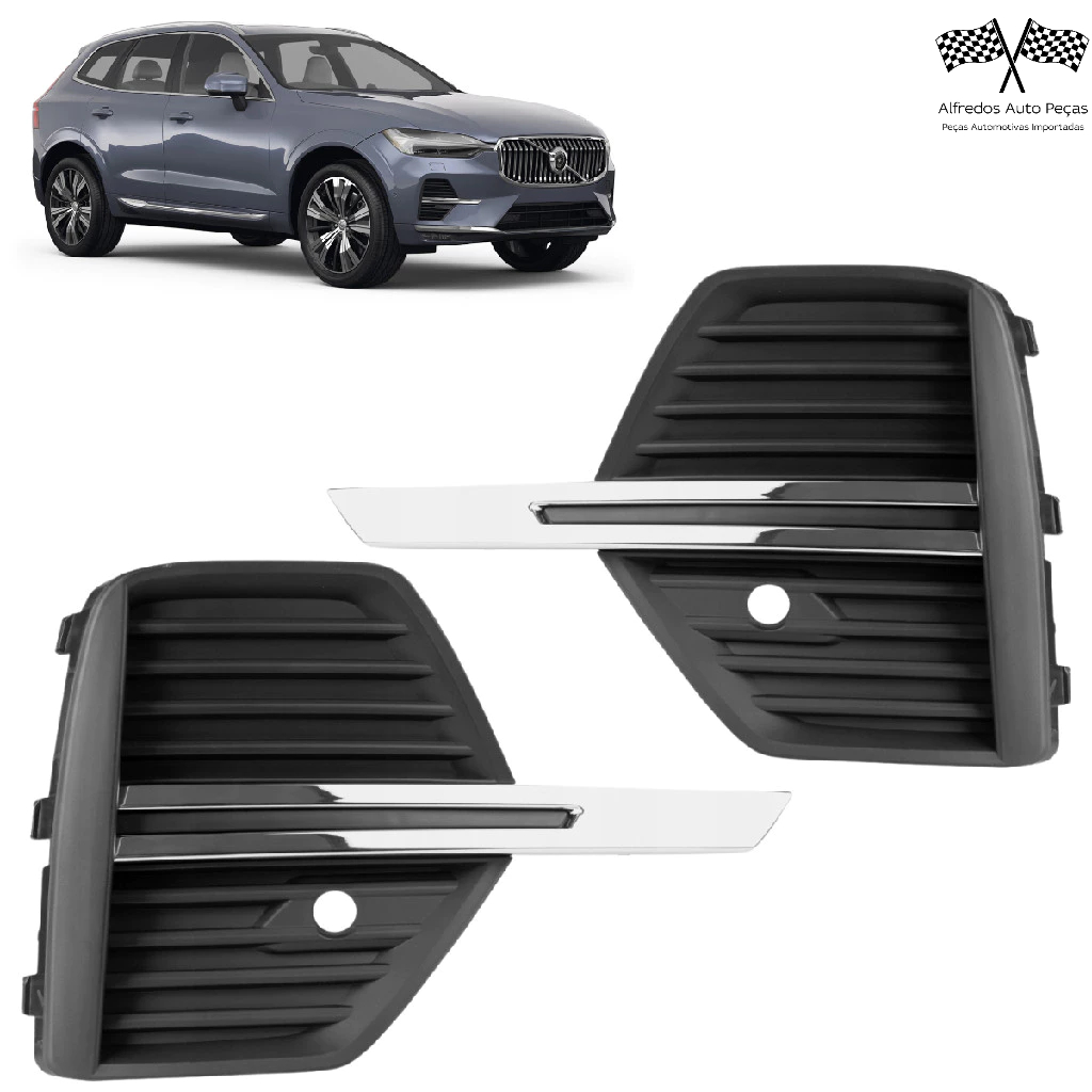 Par Ambos os Lados Grade Milha Acabamento Cromado Volvo Xc60 2021 2022 2023 2024