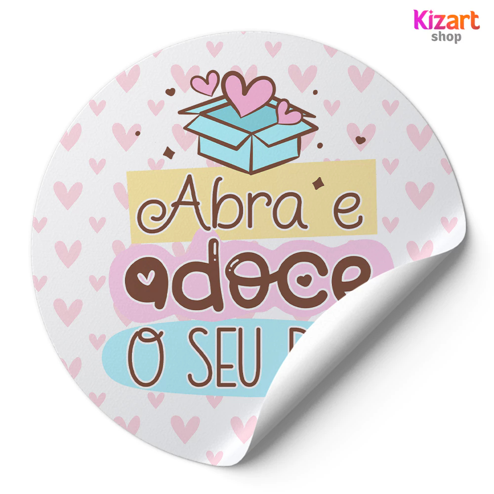 120 Tag Etiquetas Adesivos Embalagens Redonda Confeitaria Abra E Adoce O Seu Dia Azul Ad00660-00653