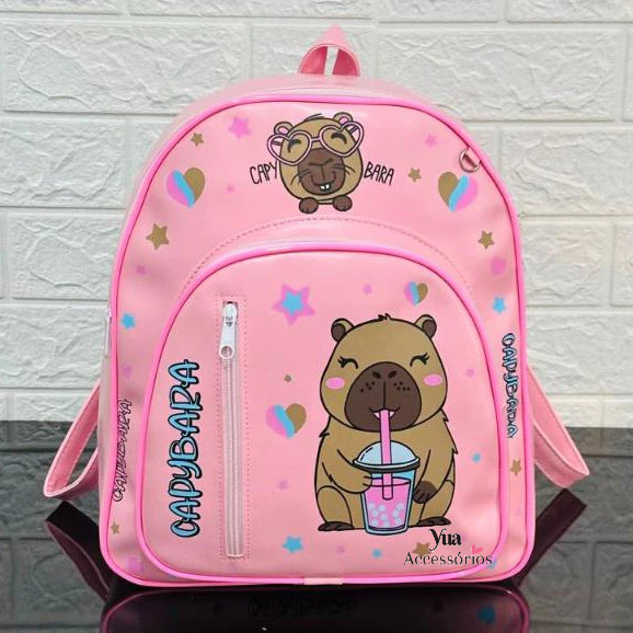 Mochila Capybara Infantil Feminina bolsa , Escolar, Grande, Estampa Fofa, Alças Ajustáveis em Oferta na Shopee