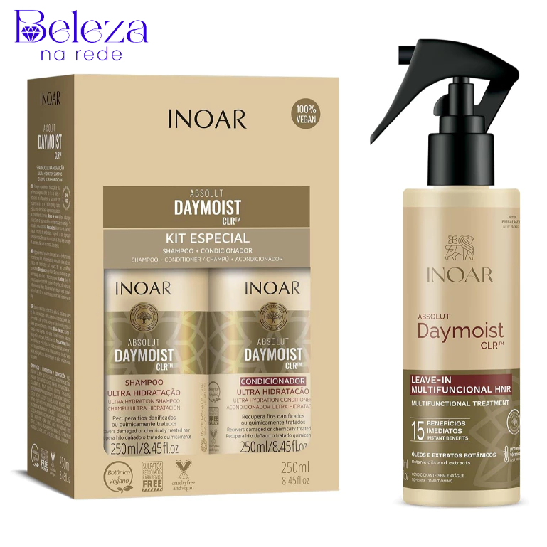 Inoar (Kit Especial Absolut Daymoist Shampoo + Condicionador 2x250ml) + (Leave-in Daymoist 200ml)