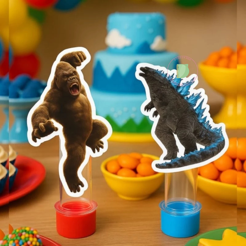 Apliques para Tubetes Personalizado Kong VS Godzilla-Lembrancinhas para festa infantil-Personalizado