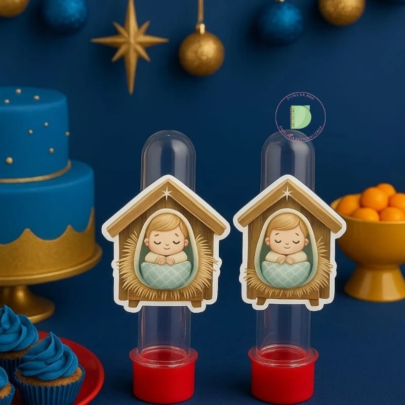 Apliques para Tubetes Personalizado Natal Cristão-Lembrancinhas para festa infantil-Personalizados