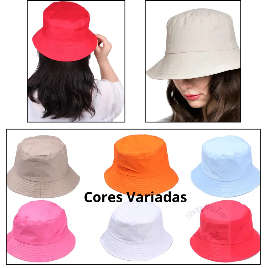 Chapéu Bucket Hat Feminino Masculino Balde Chorão Unissex Várias Cores liso Moda Praia em Oferta na Shopee