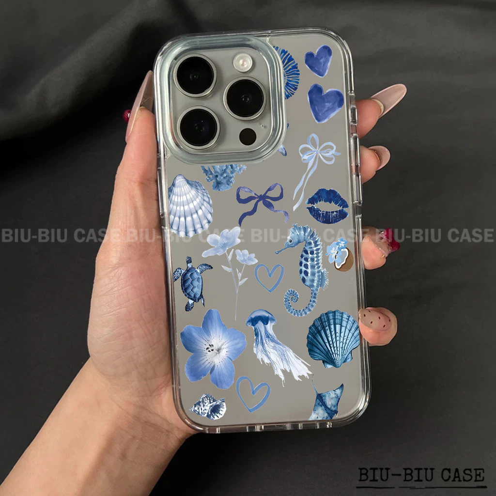 Capa Capinha Tpu Anti Impacto Transparente Para IPhone XR 11 12 13 14 15 16 17 Pro Max vida marinha